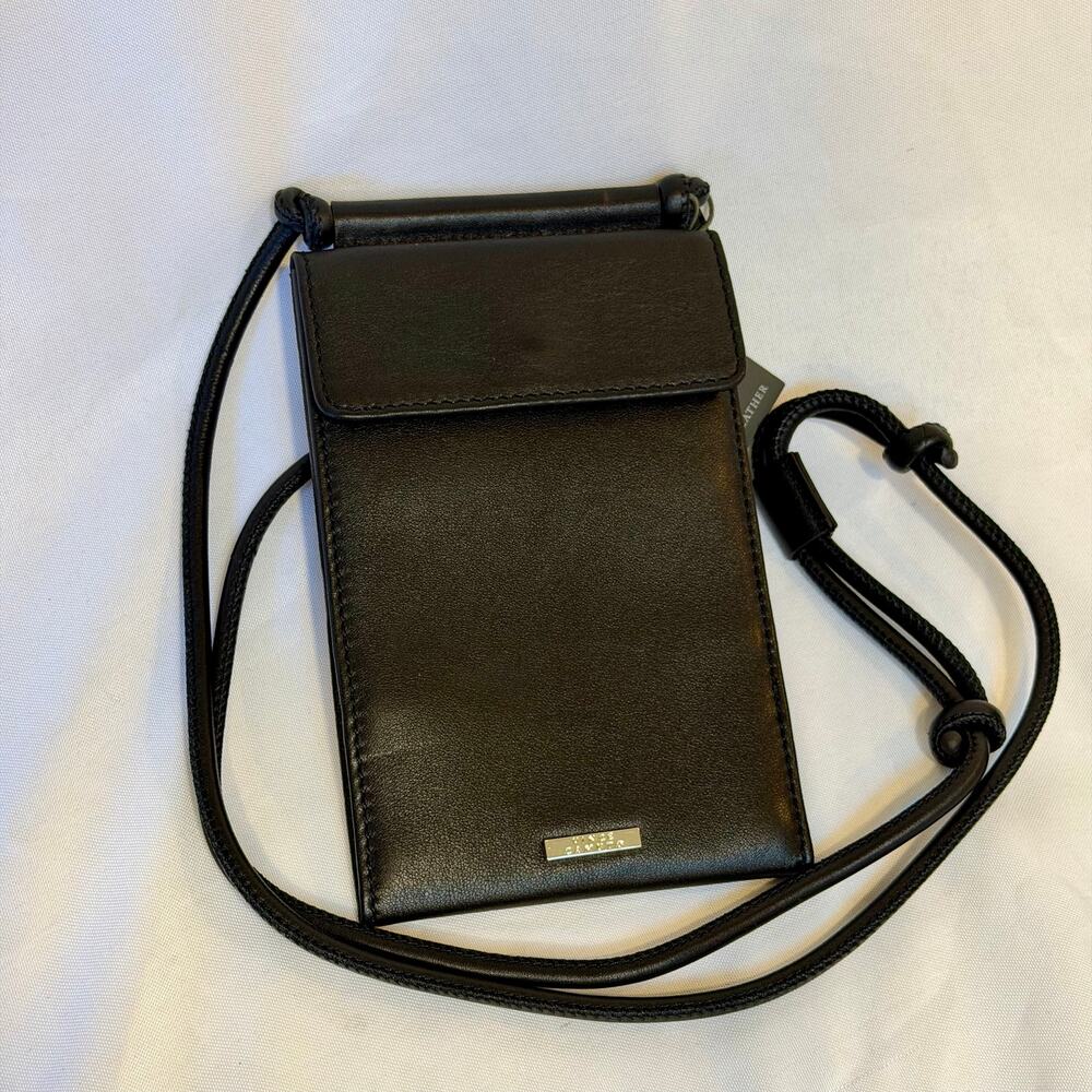 NWT Vince Camuto Desra Genuine Leather Phone Crossbody Bag Wallet Case Black